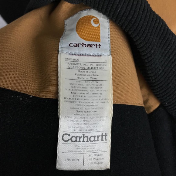 Carhartt Mens 3XL Brown J199 Nylon Fleece-Lined Jacket - Picture 6 of 8